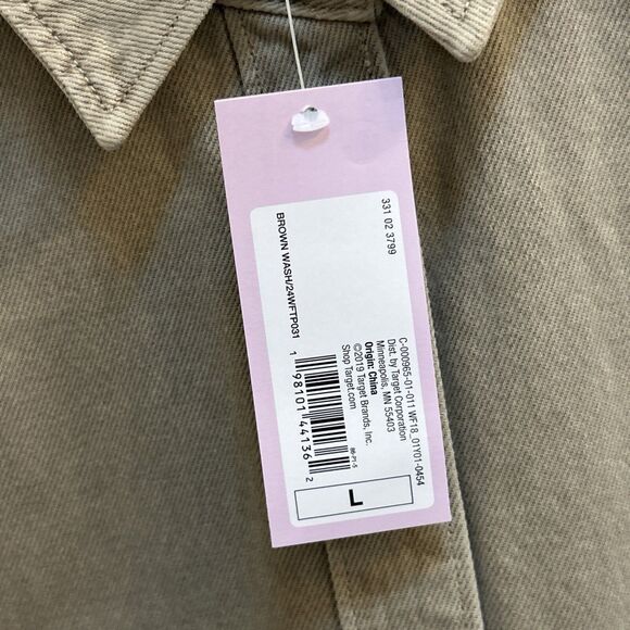 NWT WILD FABLE Snap Front Long Sleeve Shirt Jacket, Brown Wash Size Large - Picture 5 of 16